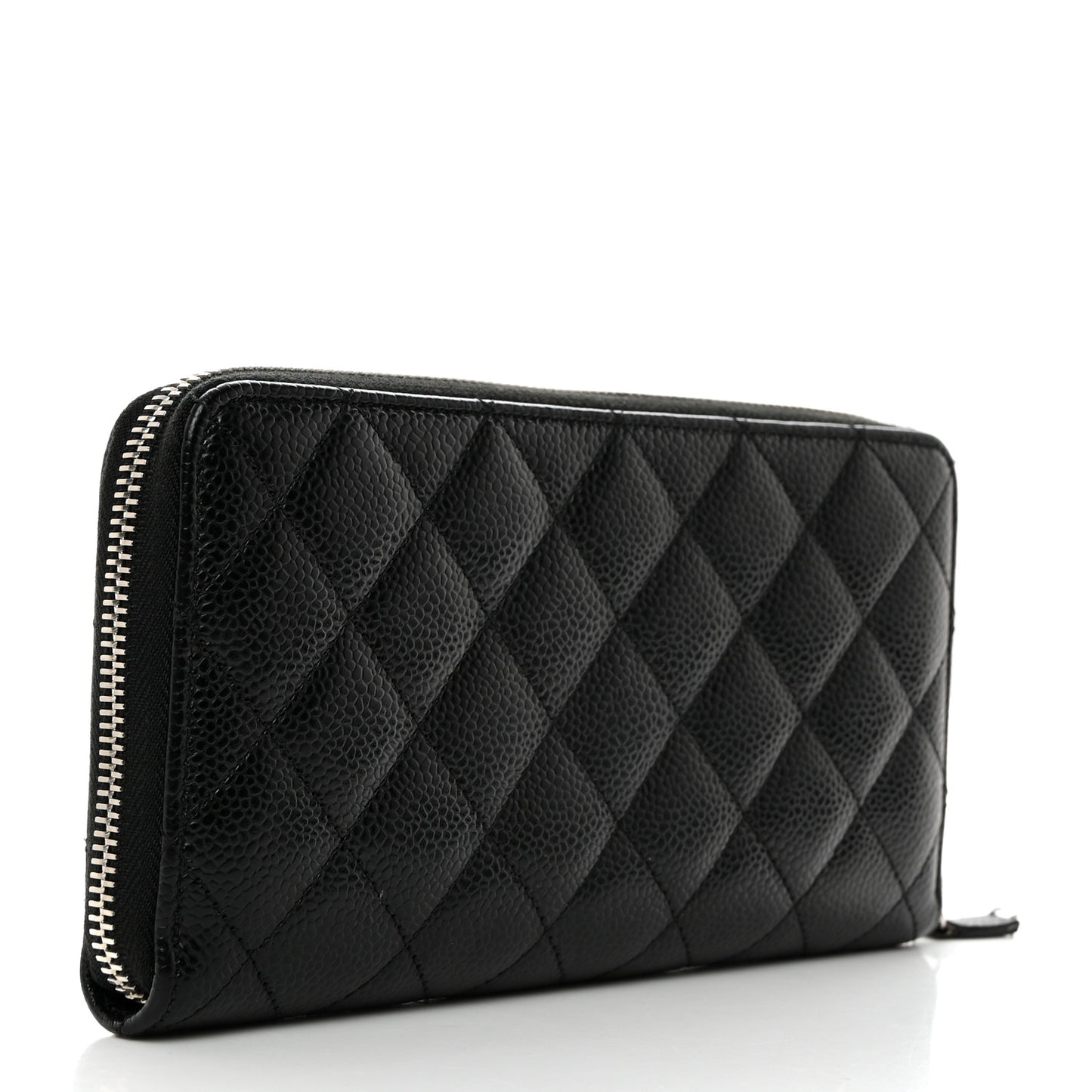 Caviar Quilted Large Gusset Zip Around Wallet Black