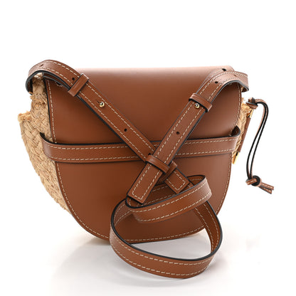 Loewe Calfskin Raffia Small Gate Crossbody Bag Natural Tan 3 of 9