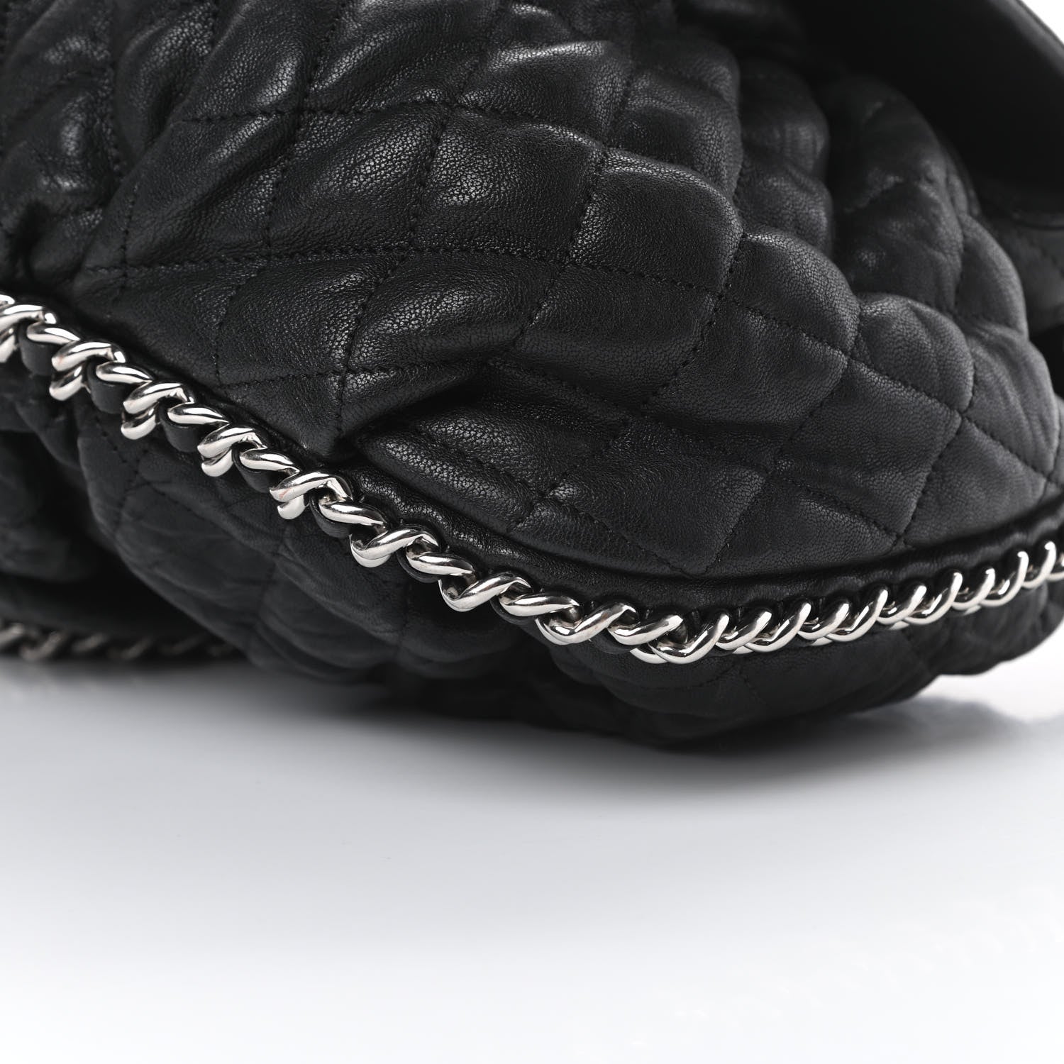 Chanel Washed Lambskin Quilted Large Chain Around Flap Black 10 of 12
