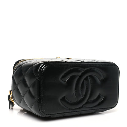 Chanel Lambskin Quilted Golden Links Top Handle Vanity Case With Chain Black 4 of 10