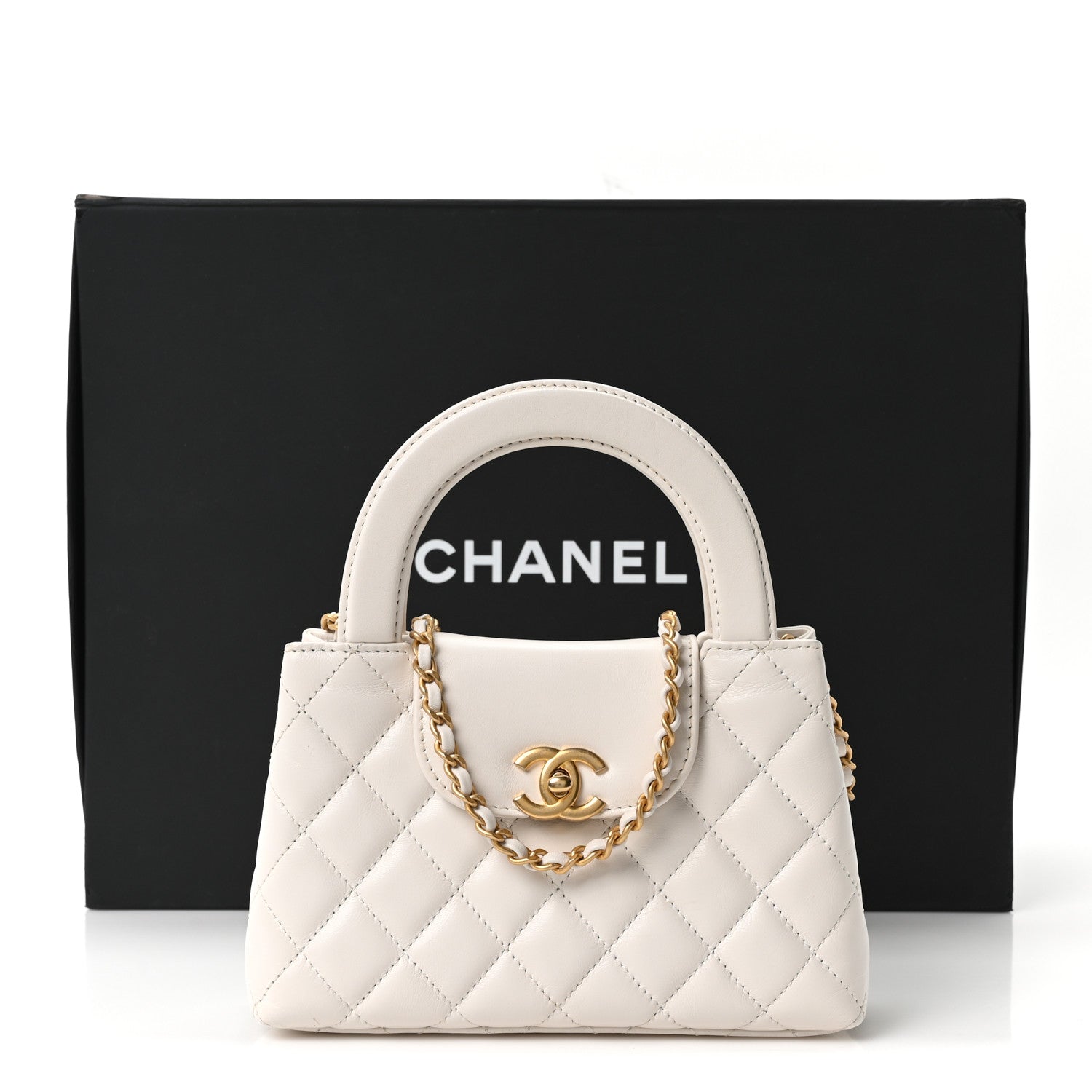Chanel Shiny Aged Calfskin Quilted Nano Kelly Shopper White 11 of 11