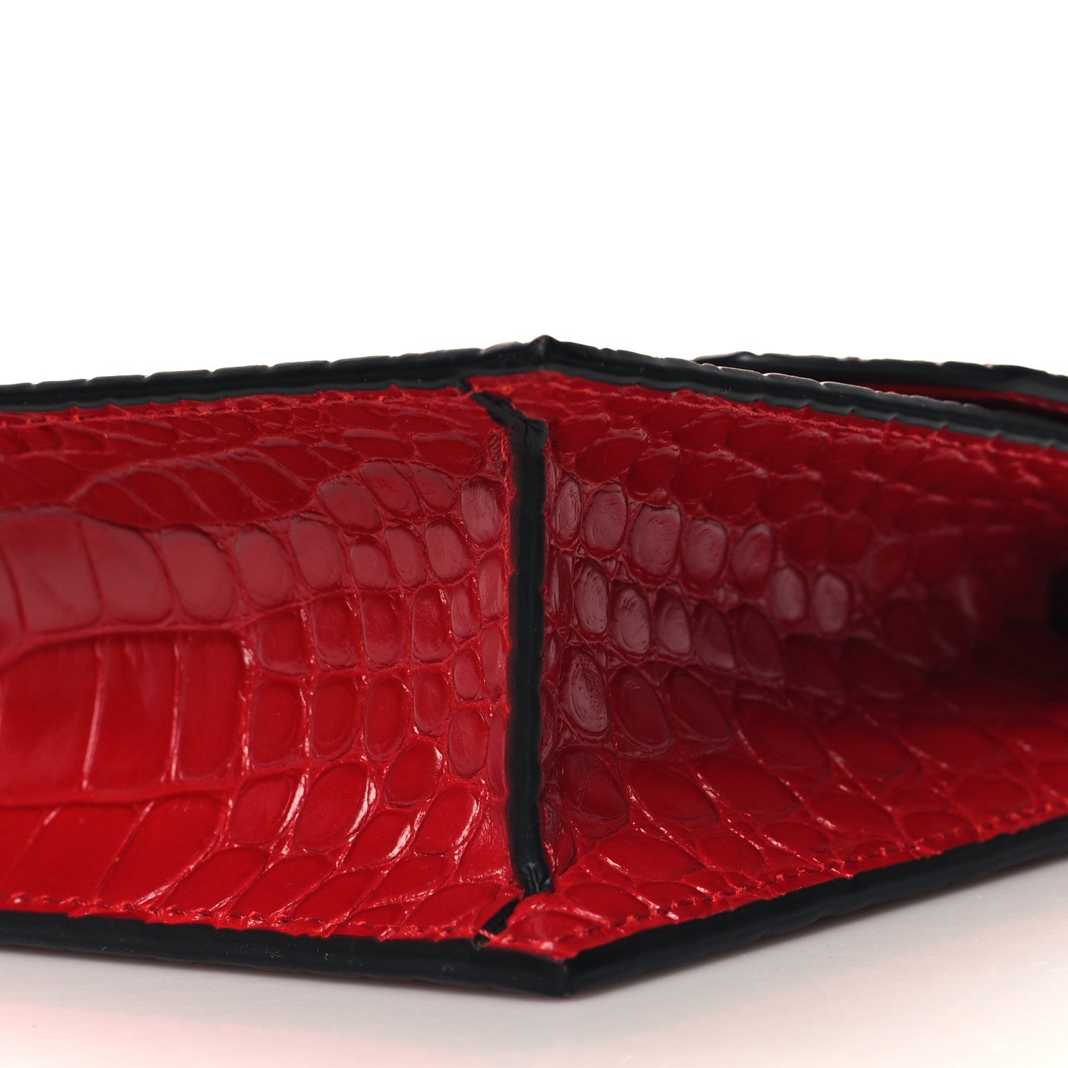 Christian Louboutin Calfskin Alligator Embossed Elisa Baguette Red 10 of 10