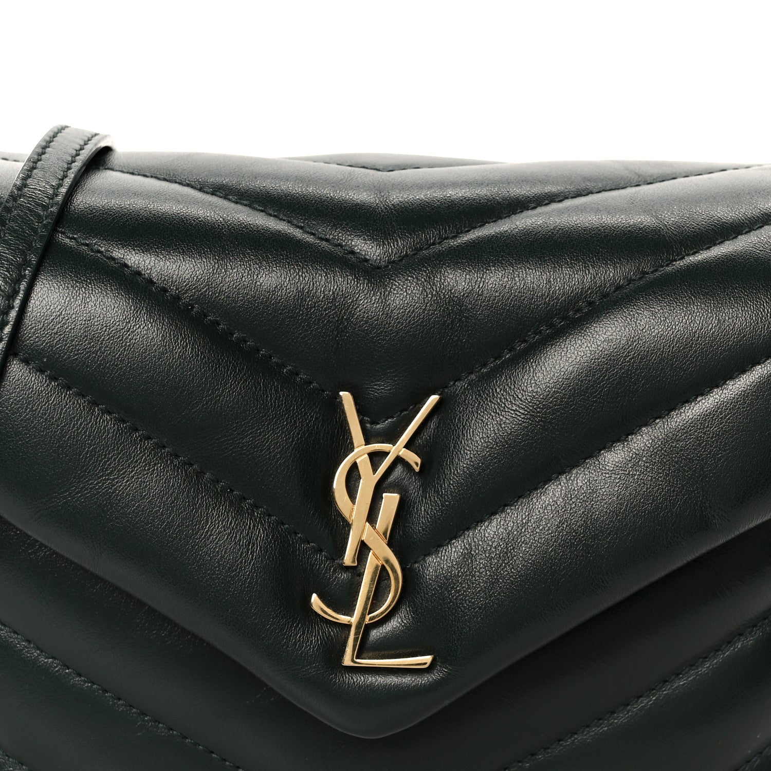 Saint Laurent Calfskin Y Quilted Monogram Toy Loulou Crossbody Bag Deep Green 9 of 11