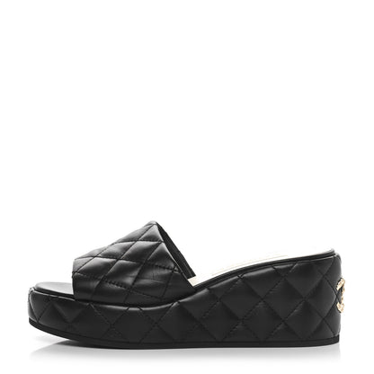 Chanel Lambskin CC Mule Sandals 39.5 Black 1 of 9