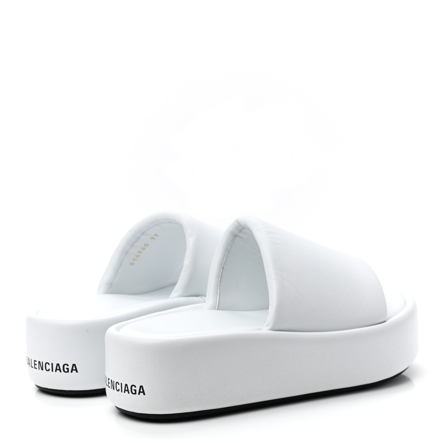 Smooth Nappa Logo Rise Platform Sandals 37 White Black