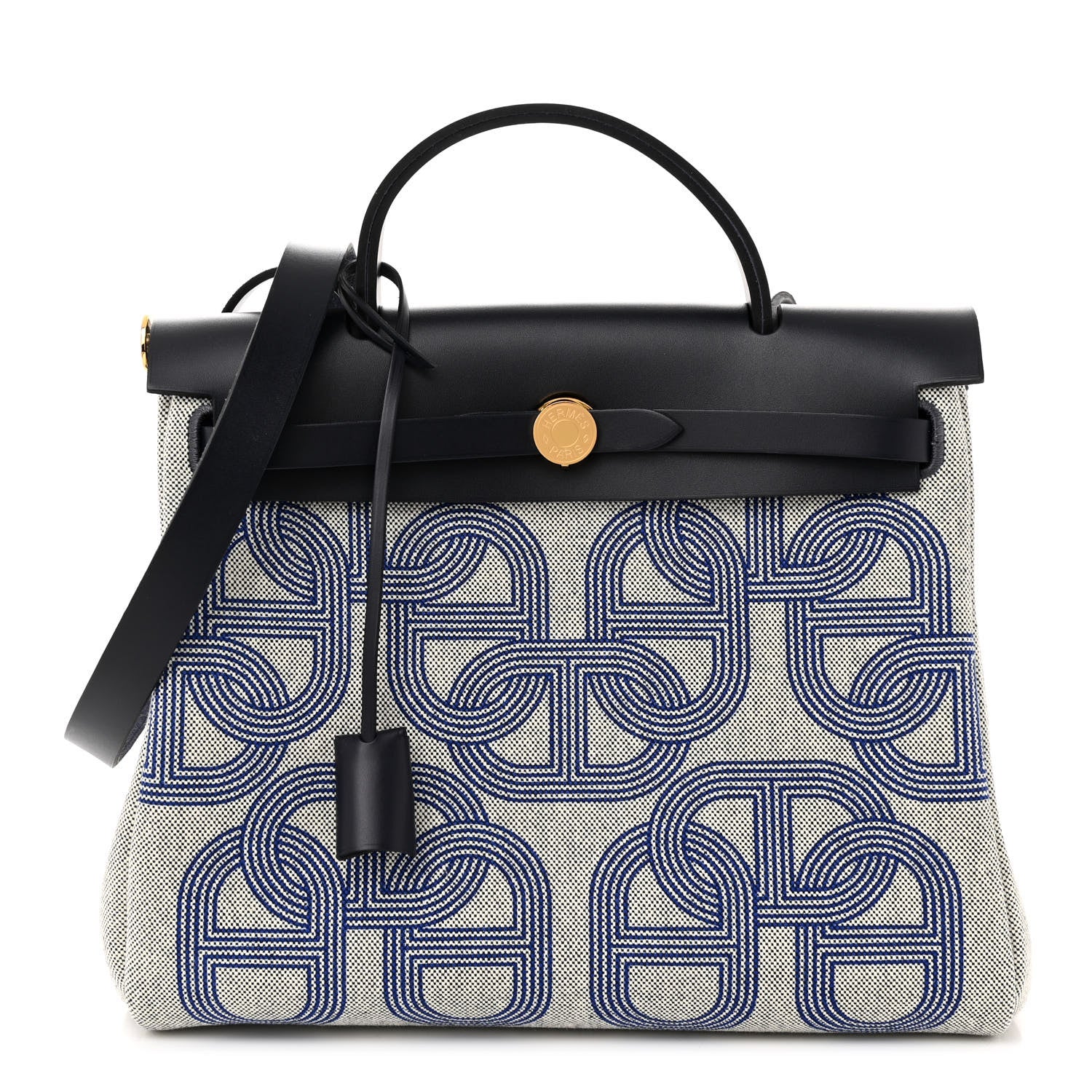 Hermes H Plume Canvas Vache Hunter Circuit 24 Herbag Zip Retourne 31 Bleu Royal Bleu Indigo Ecru 3 of 12