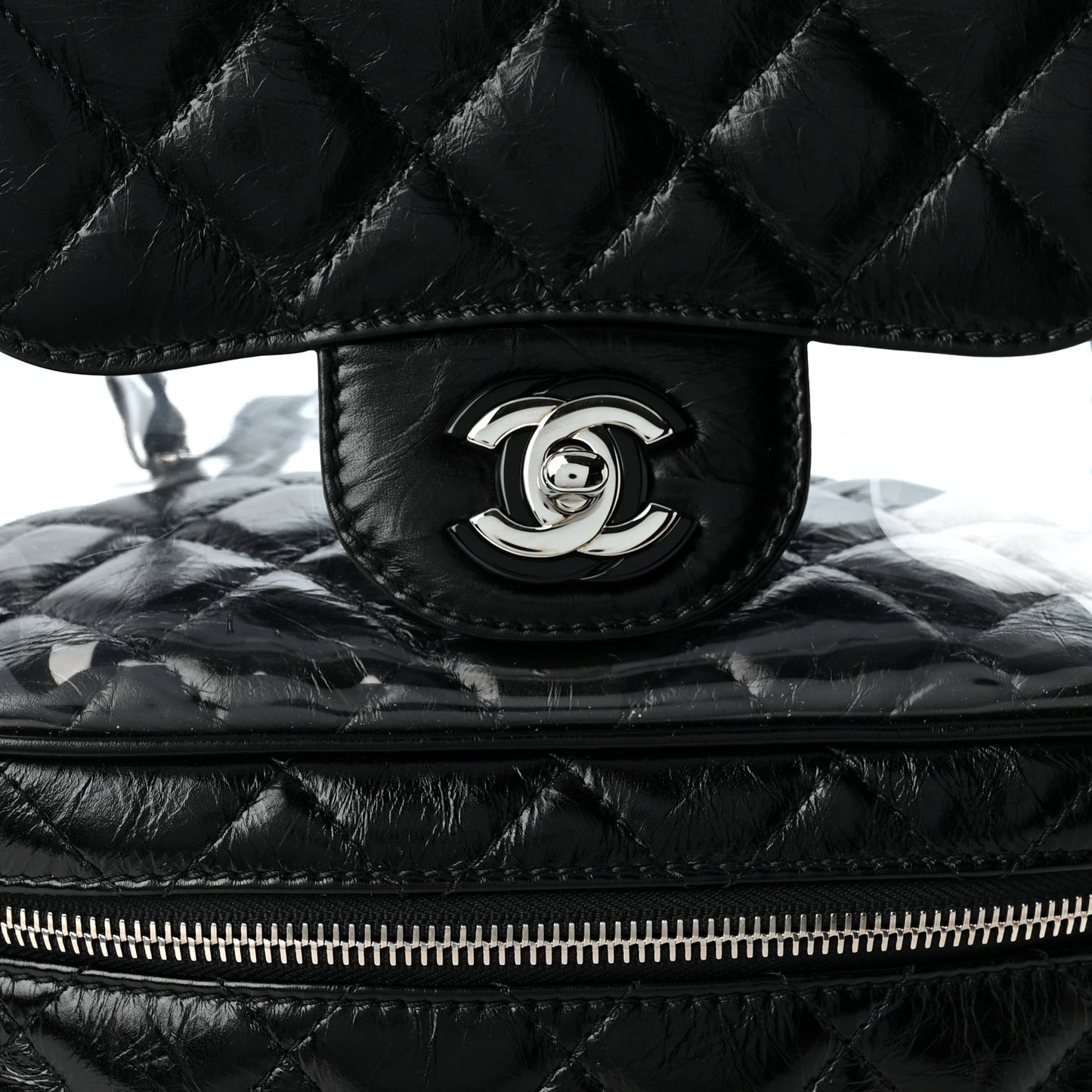 Crumpled Calfskin PVC Quilted Backpack Black
