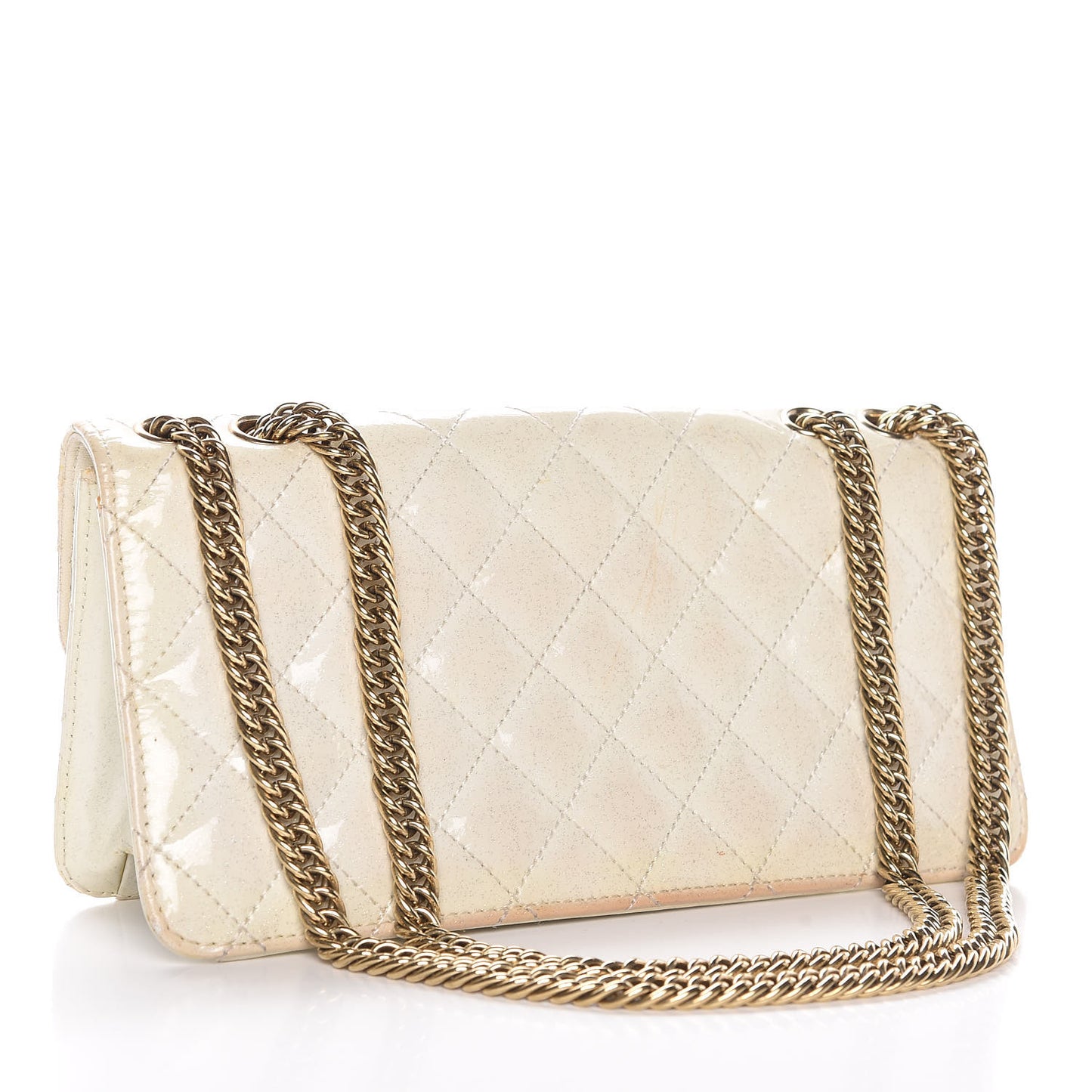 Patent Quilted Evening Star East West Flap White