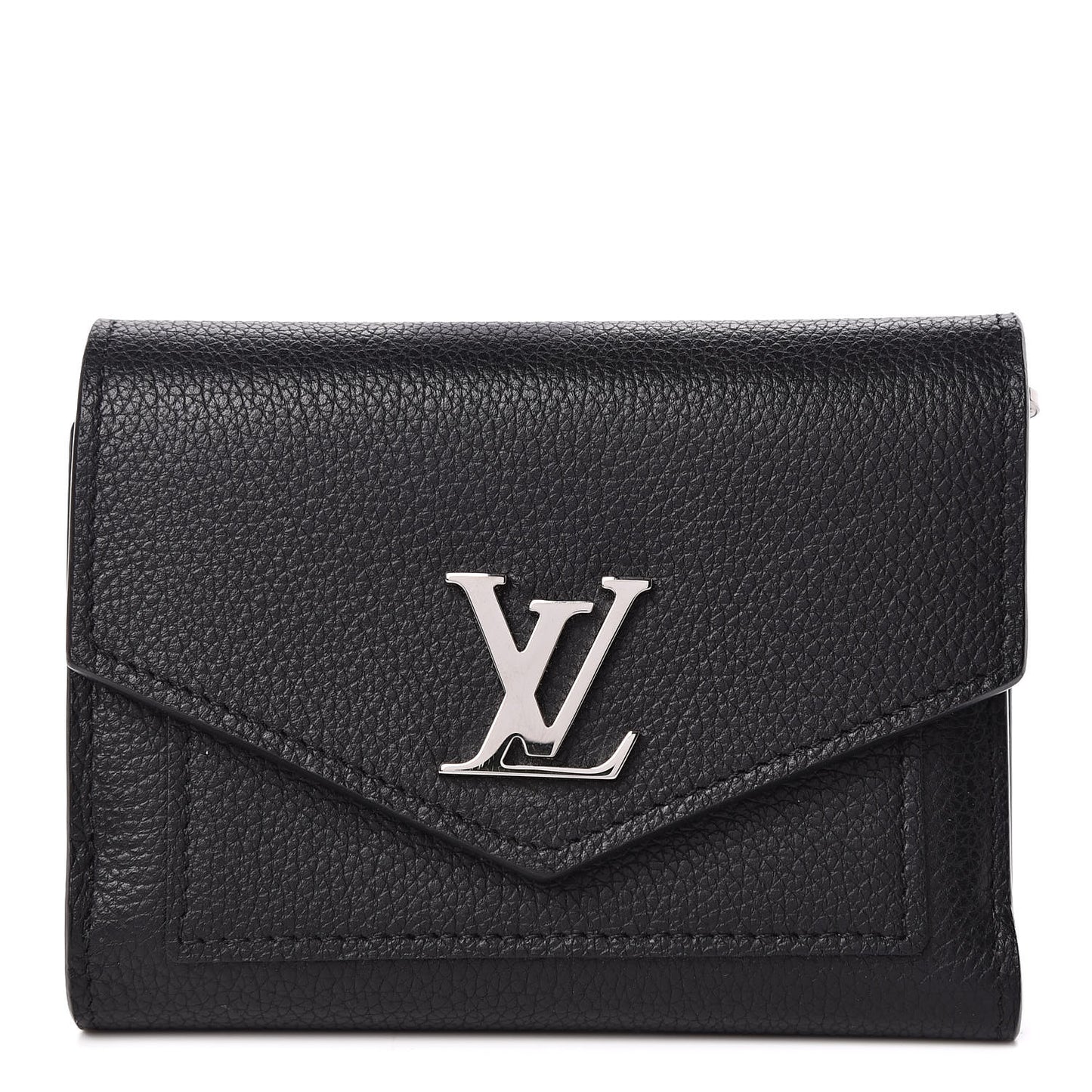 Soft Calfskin My Lockme Compact Wallet Black