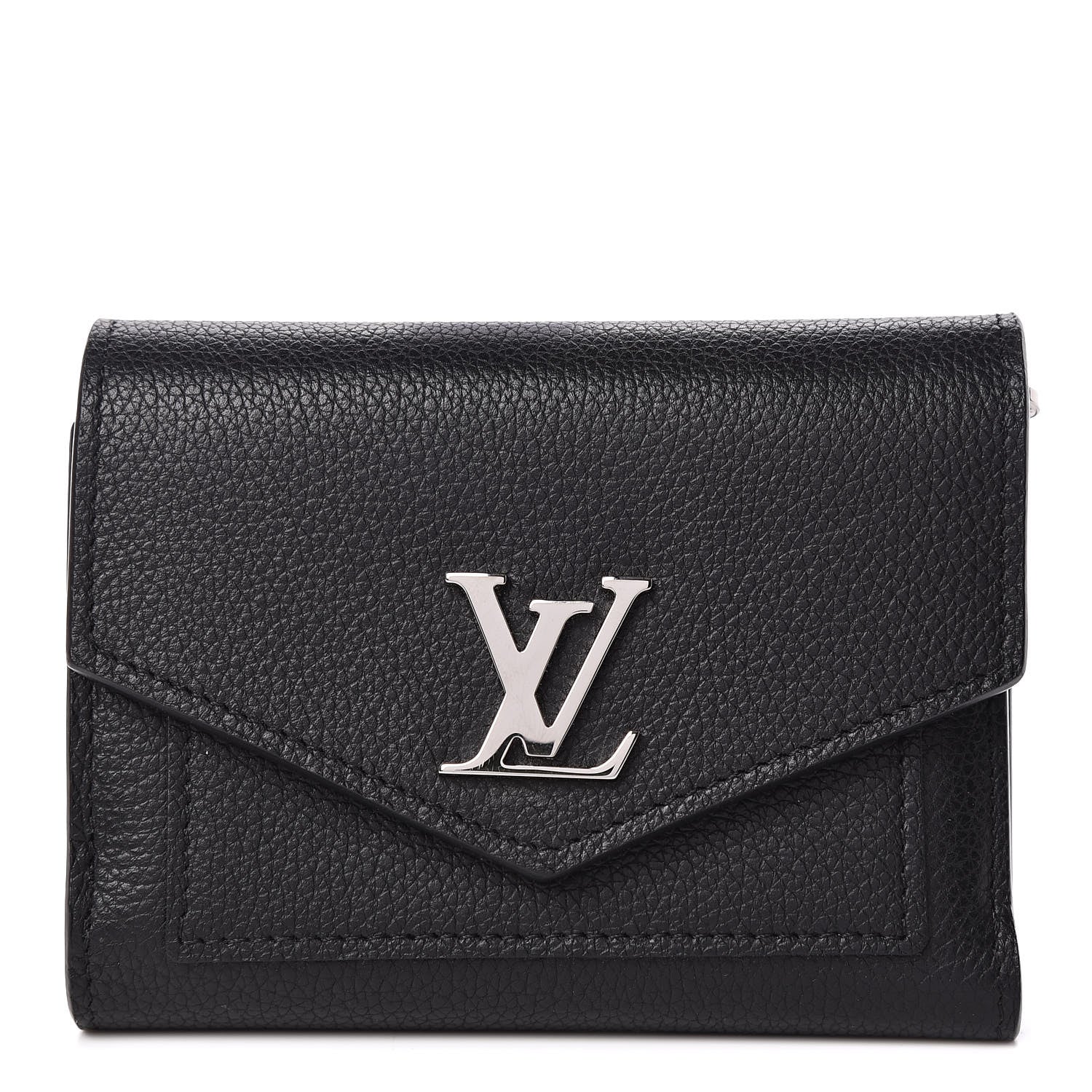 Louis Vuitton Soft Calfskin My Lockme Compact Wallet Black 1 of 7