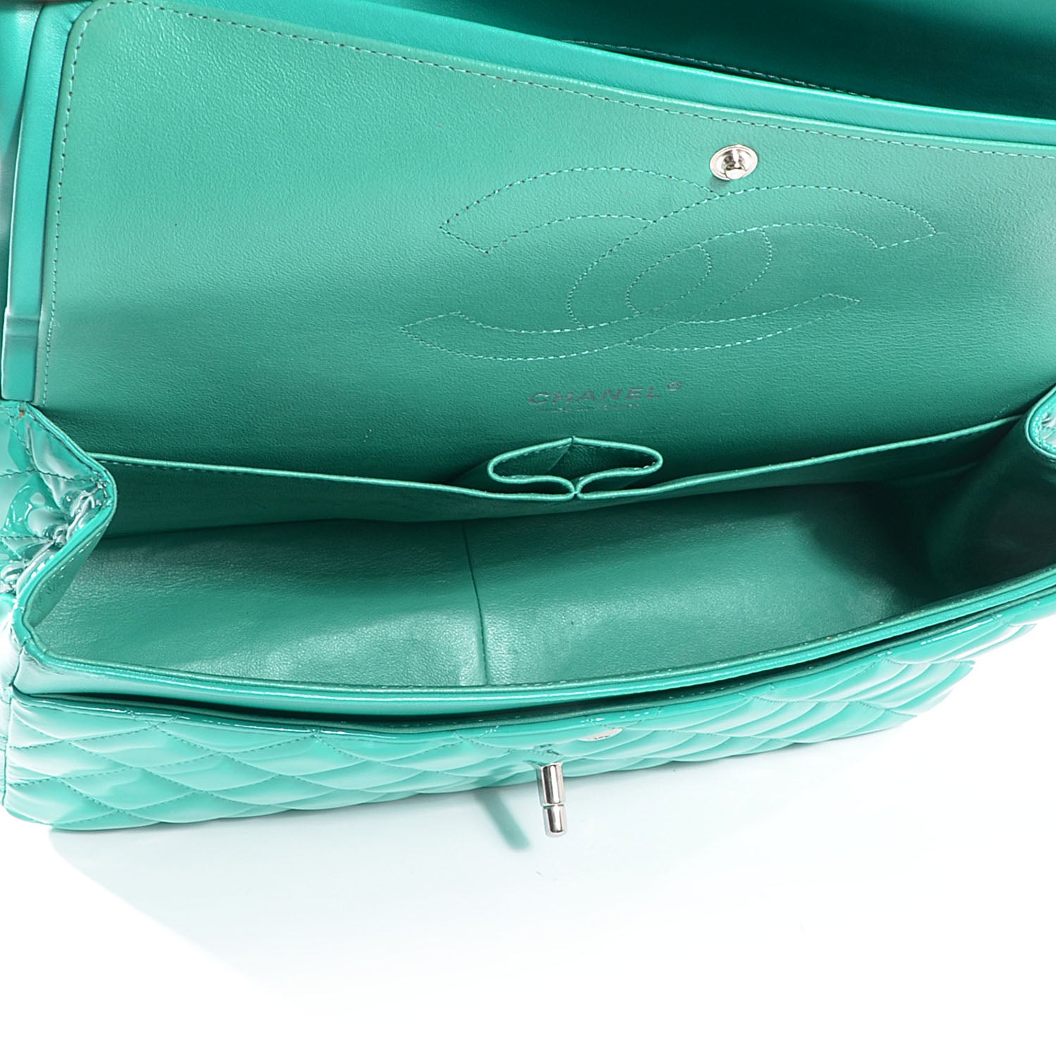 Chanel Patent Jumbo Double Flap Green 5 of 8