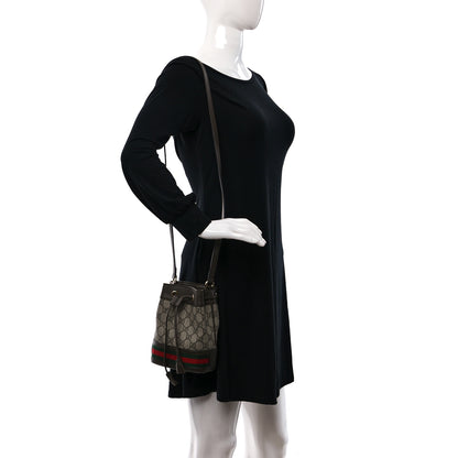 Gucci GG Supreme Monogram Web Mini Ophidia Bucket Bag Brown 2 of 9