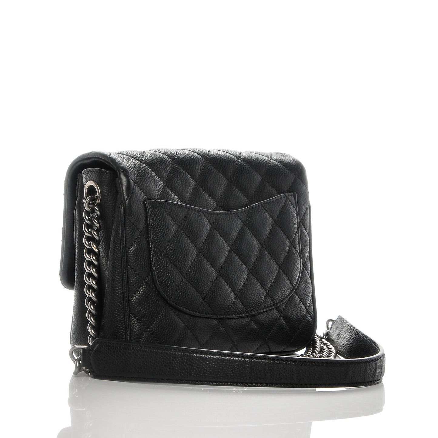 Caviar Quilted Small Rock In Rome Flap Black