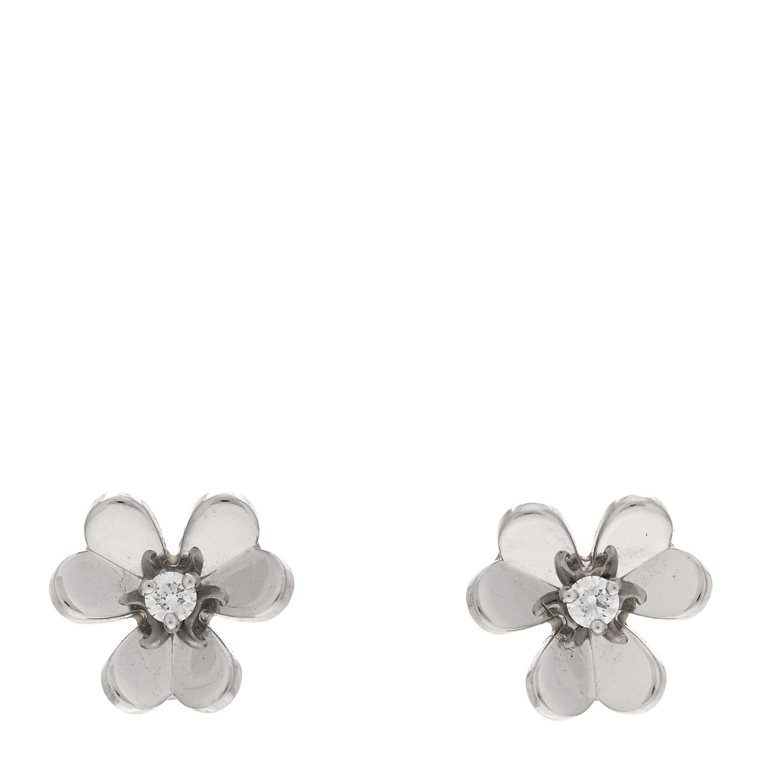 Van Cleef & Arpels 18K White Gold Diamond Mini Frivole Earrings 1 of 4