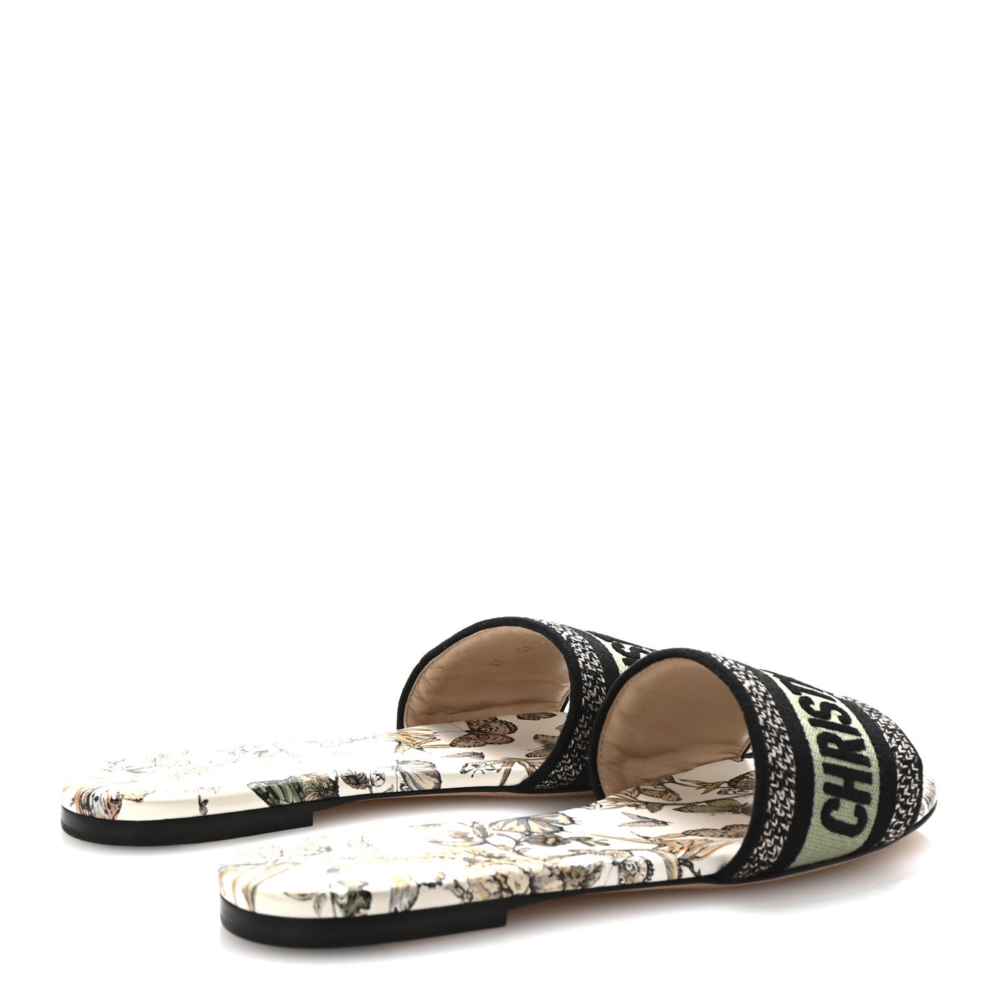 Canvas Embroidered Butterfly Dway Mules Slide Sandals 39 Green