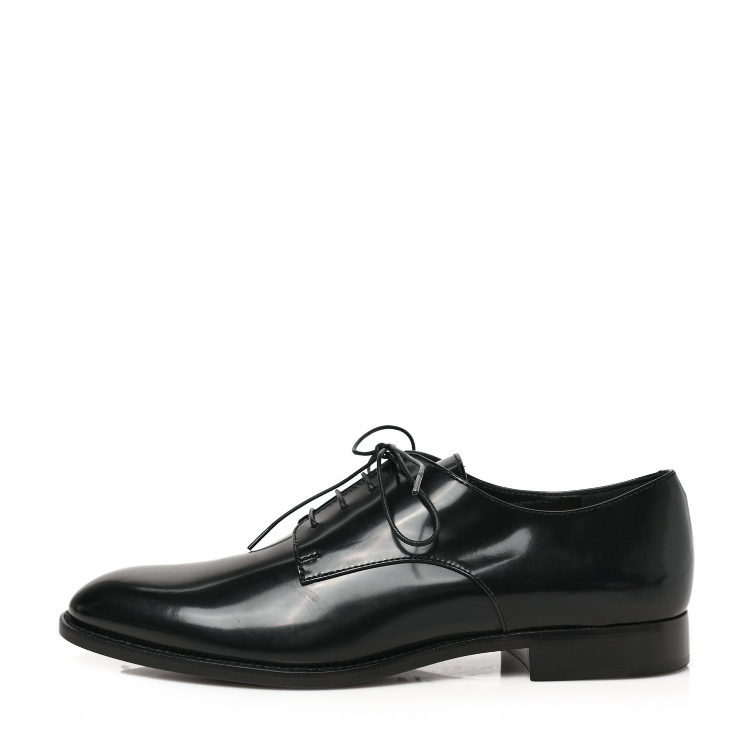 Shiny Calfskin Womens Derby Shoe 38 Black