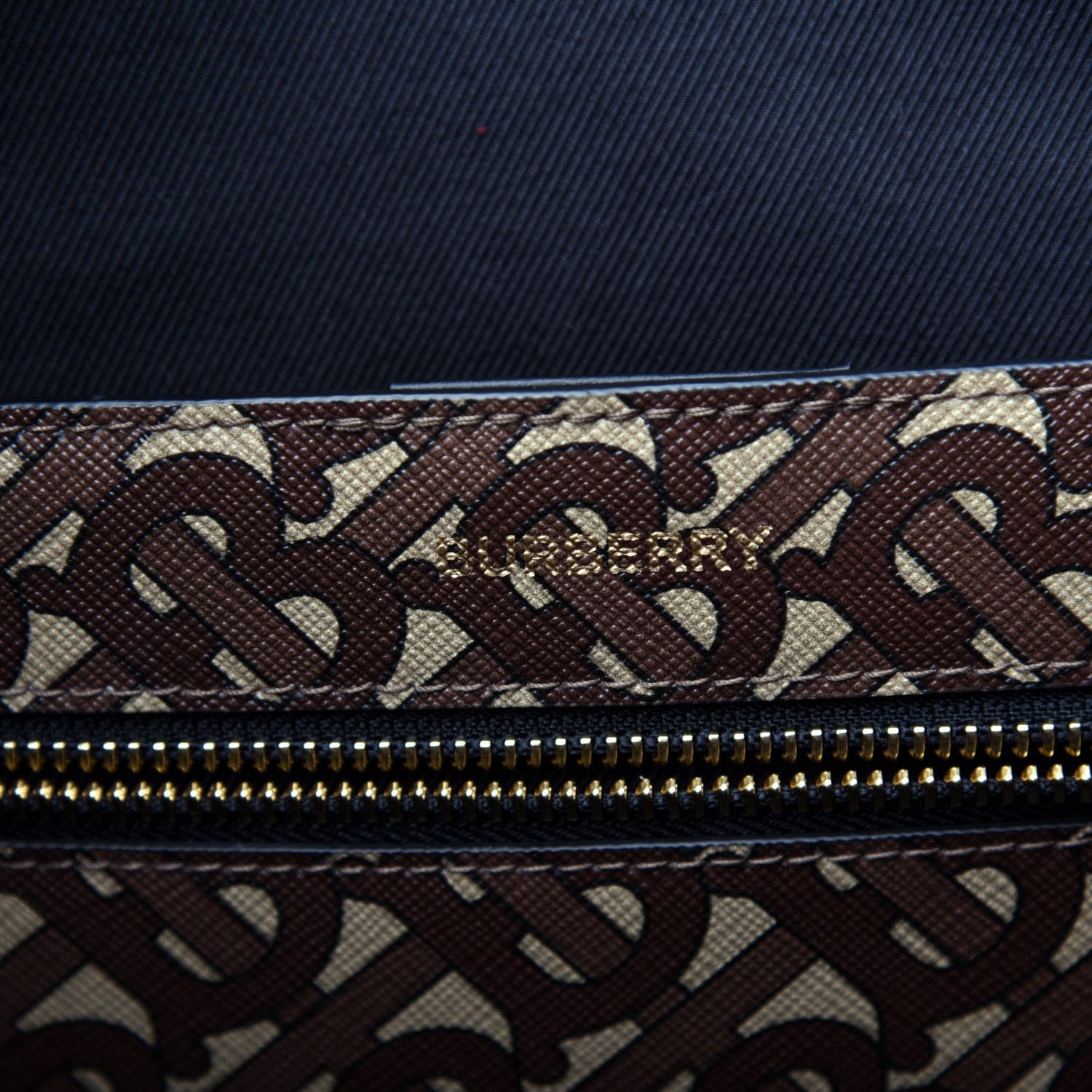 Burberry E-Canvas Monogram Stripe Book Tote Bridle Brown 6 of 10