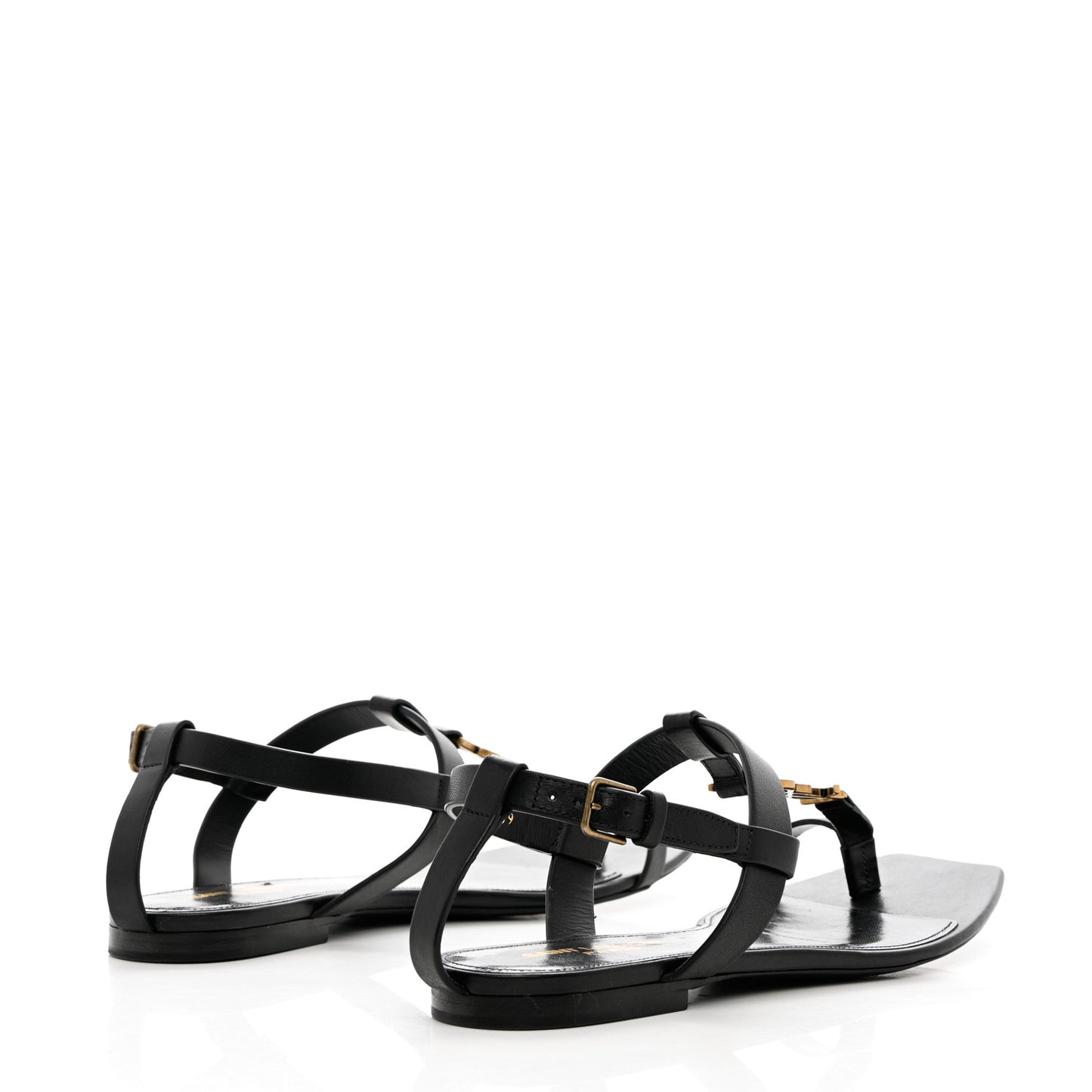 Calfskin Cassandra Monogram Sandals 39 Black