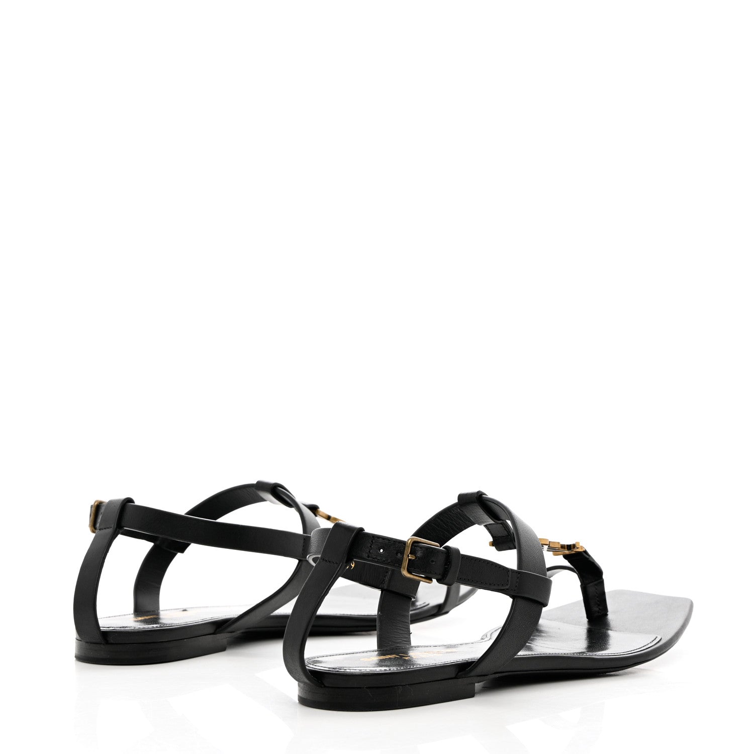Saint Laurent Calfskin Cassandra Monogram Sandals 39 Black 4 of 12