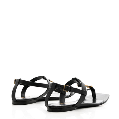 Saint Laurent Calfskin Cassandra Monogram Sandals 39 Black 4 of 12