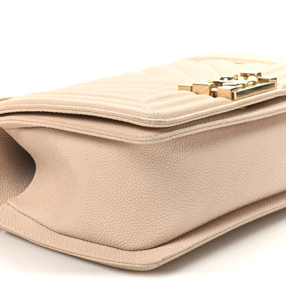 Chanel Caviar Chevron Quilted Small Boy Flap Light Beige 9 of 11