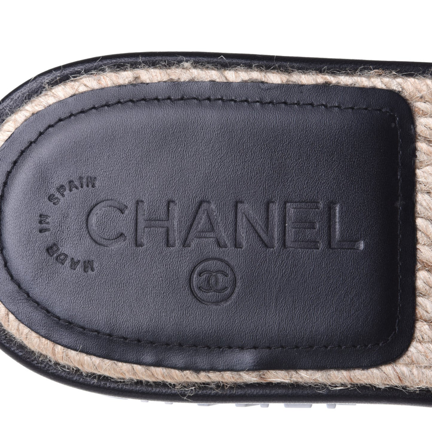 Lambskin Quilted CC Espadrille Slip On Sandals 40 Black