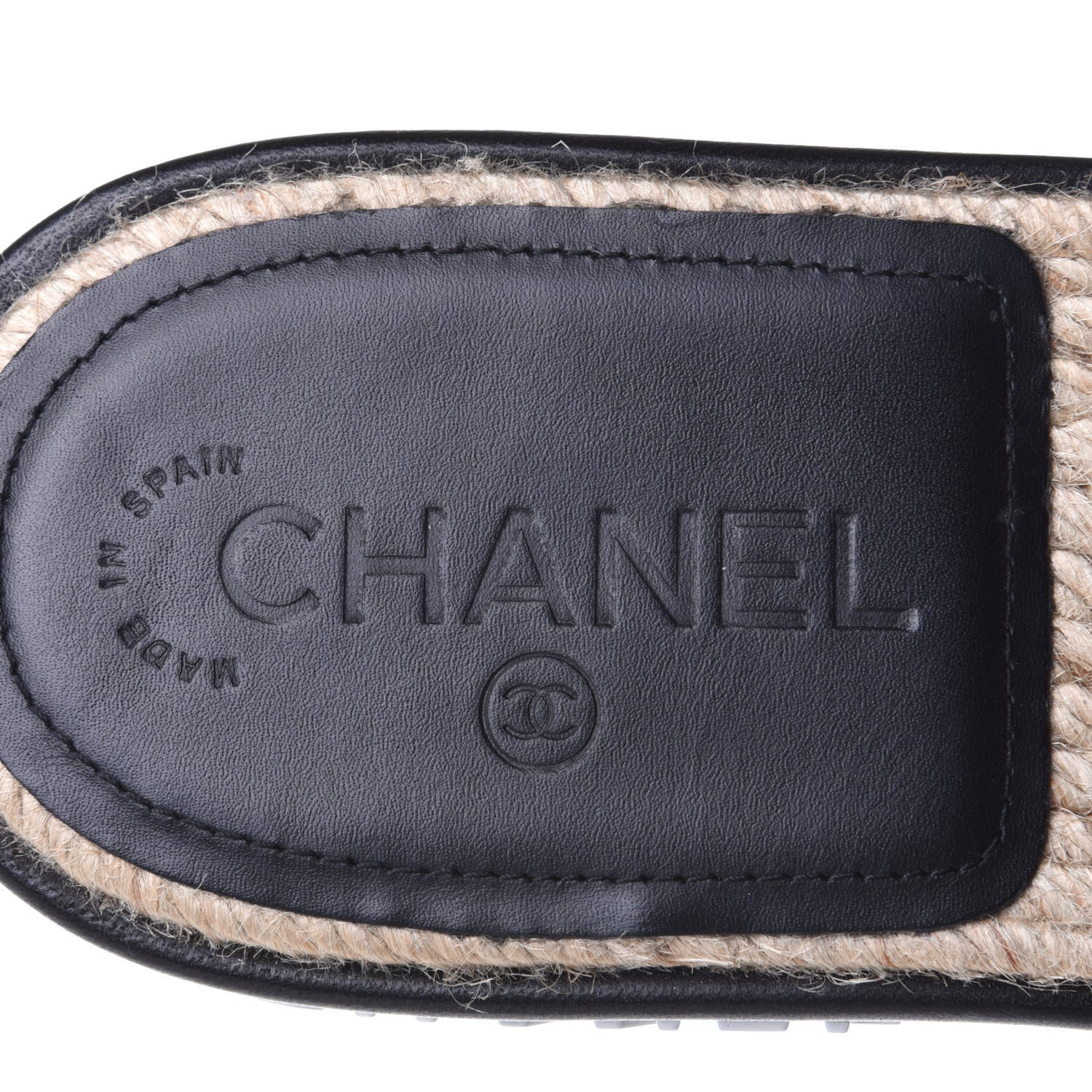 Chanel Lambskin Quilted CC Espadrille Slip On Sandals 40 Black 9 of 11