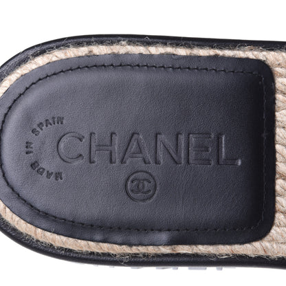 Chanel Lambskin Quilted CC Espadrille Slip On Sandals 40 Black 9 of 11