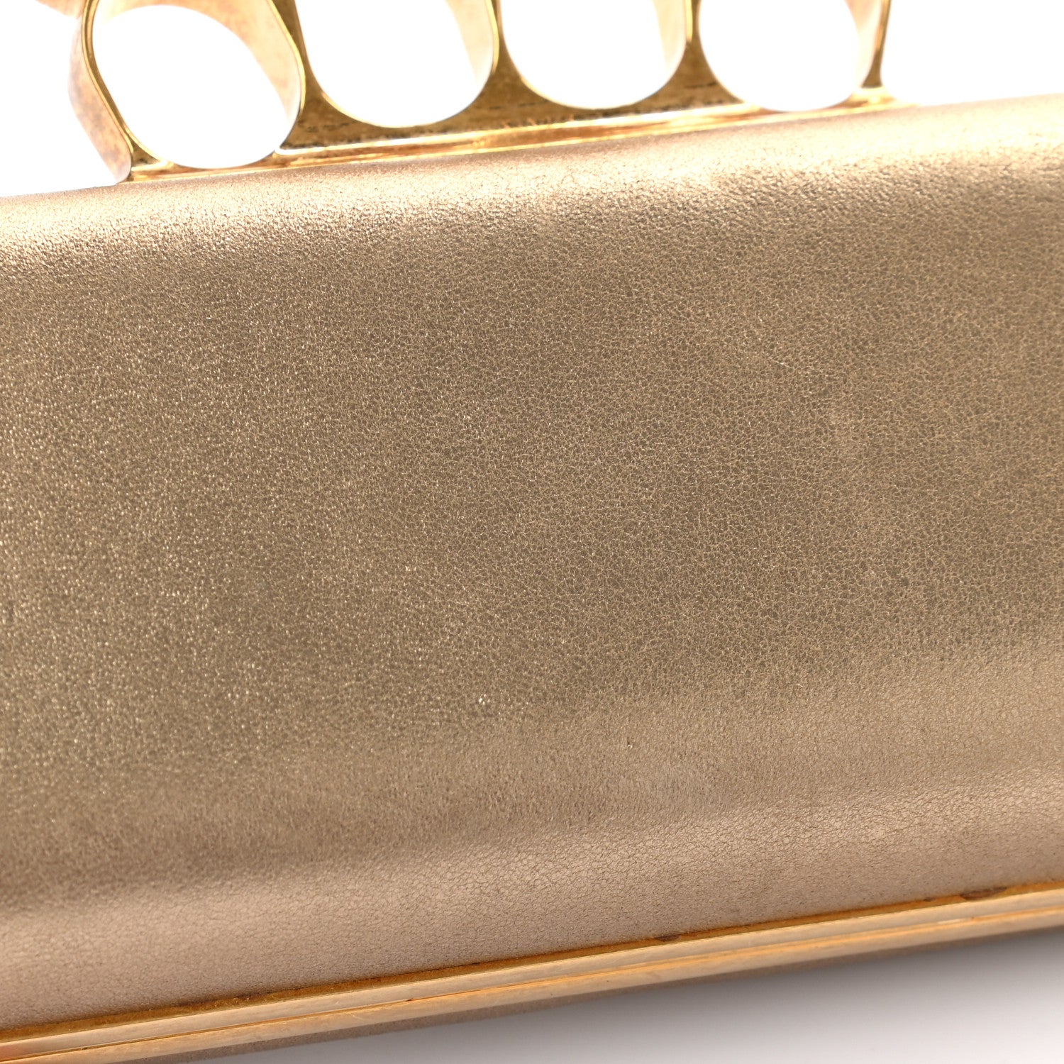 Alexander McQueen Metallic Lambskin Skull Knuckle Box Clutch Gold 10 of 11