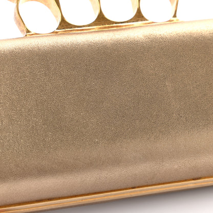 Alexander McQueen Metallic Lambskin Skull Knuckle Box Clutch Gold 10 of 11