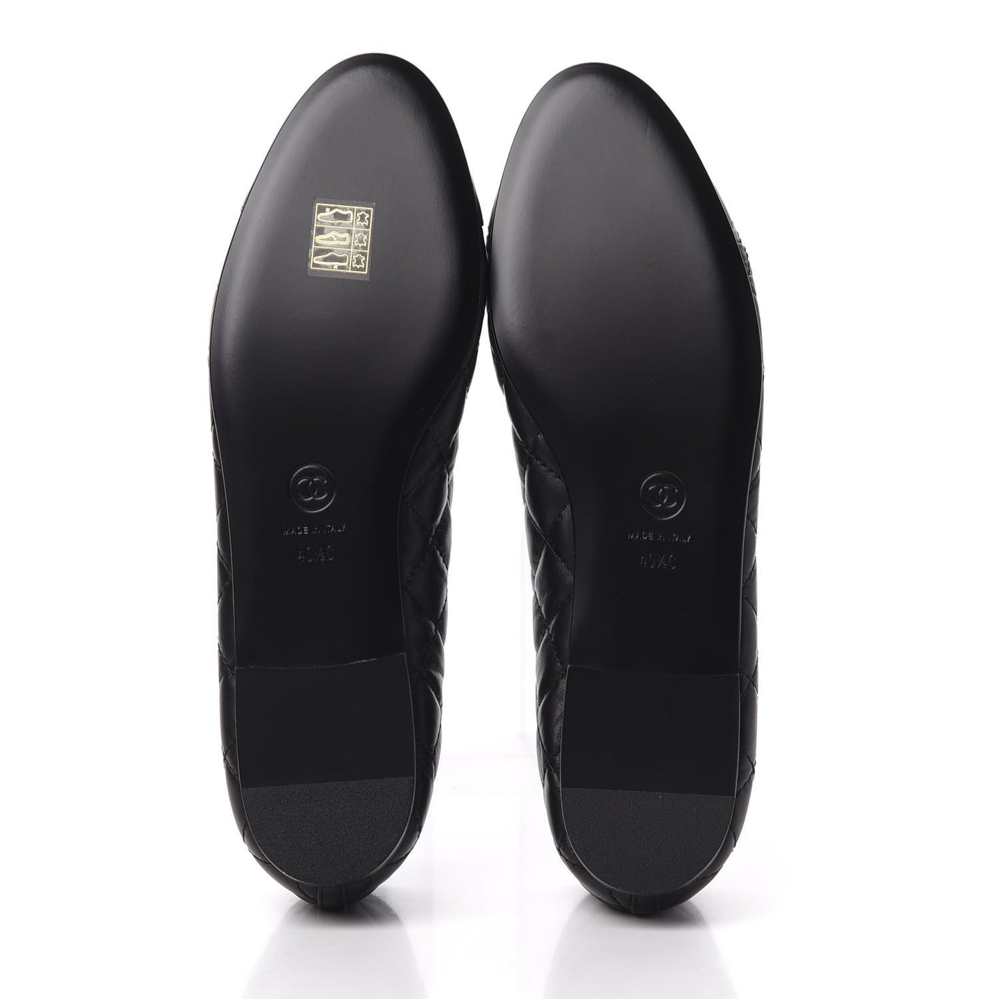 Aged Calfskin Quilted CC Cap Toe Ballerina Flats 40.5 Black