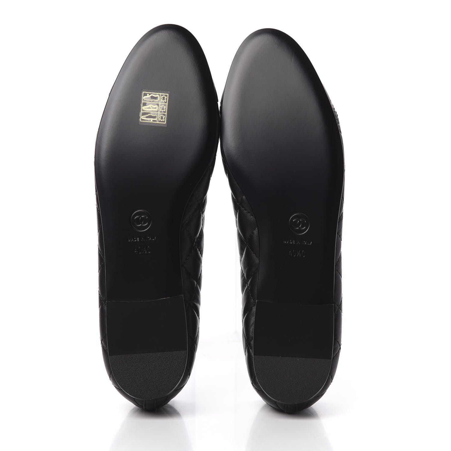 Chanel Aged Calfskin Quilted CC Cap Toe Ballerina Flats 40.5 Black 5 of 10
