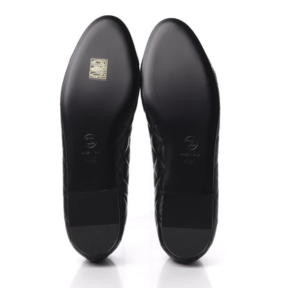 Chanel Aged Calfskin Quilted CC Cap Toe Ballerina Flats 40.5 Black 5 of 10