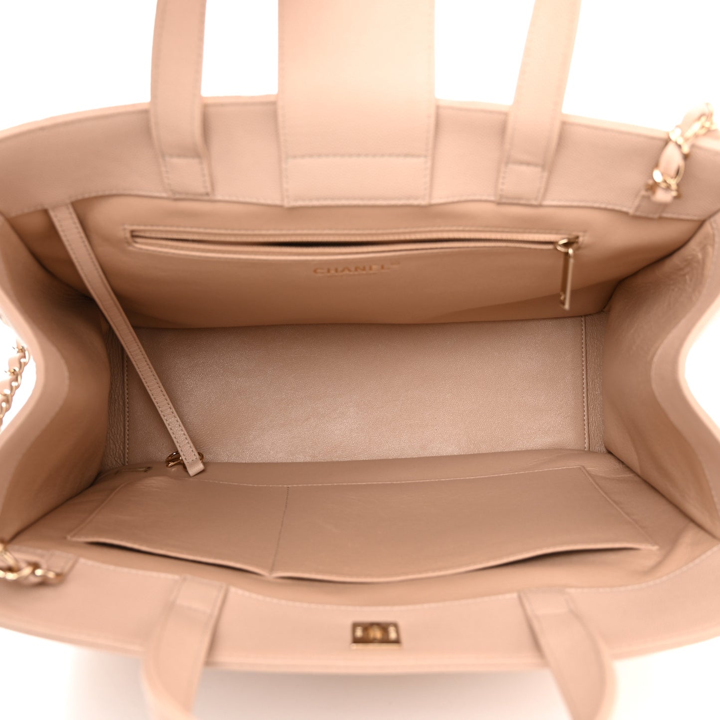 Caviar Quilted Large Business Affinity Shopping Bag Beige