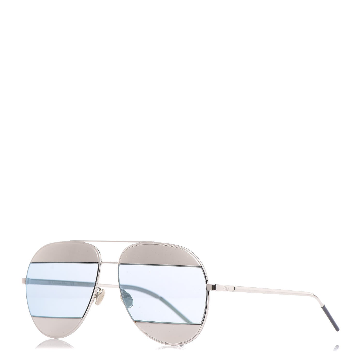 Christian Dior Split 1 Aviator Sunglasses Silver Blue 1 of 7