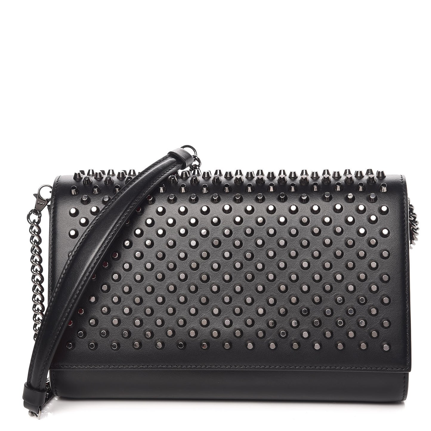 Calfskin Patent Spikes Paloma Clutch Black