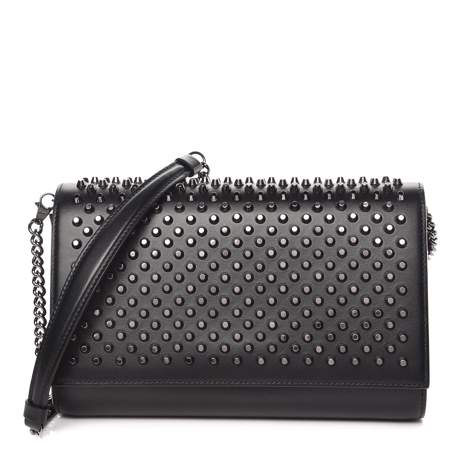 Christian Louboutin Calfskin Patent Spikes Paloma Clutch Black 1 of 11