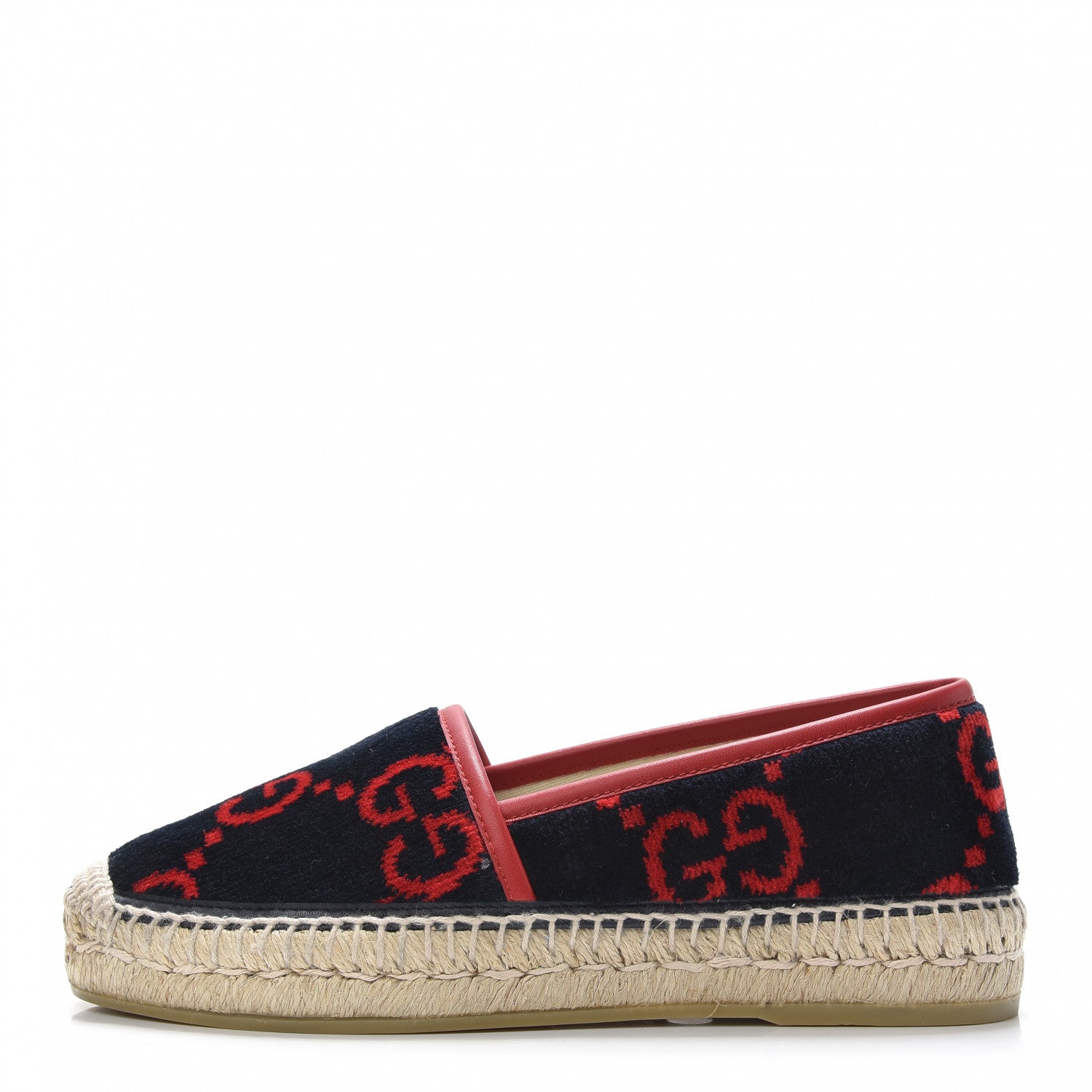 Gucci Terry Cloth GG Monogram Espadrilles 35.5 Blue Red 1 of 8