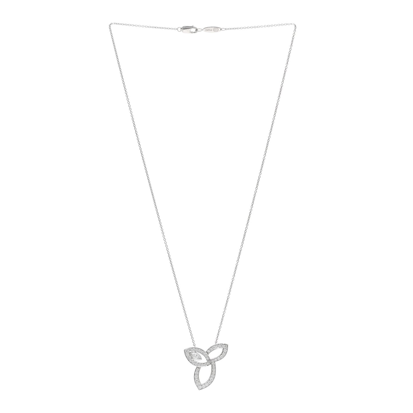 Platinum Diamond Lily Cluster Pendant Necklace