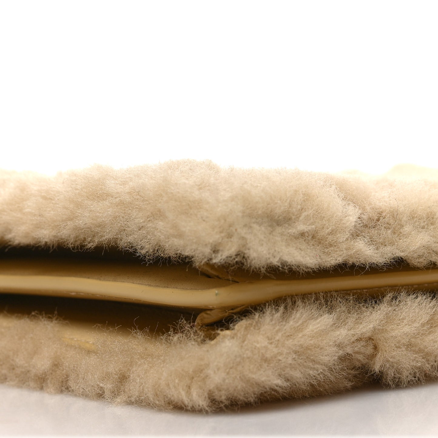 Shearling Quilted Le Maillon Square Crossbody Bag Natural