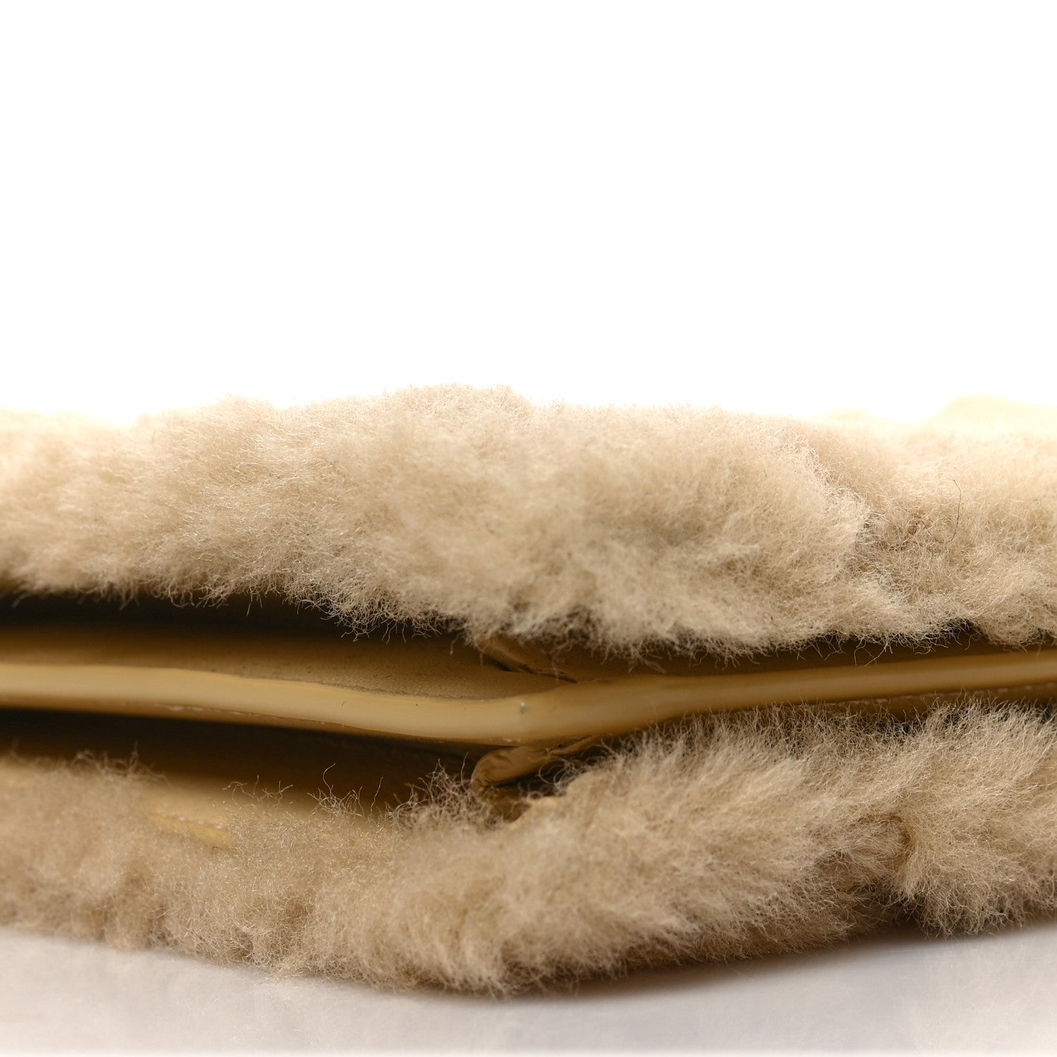 Saint Laurent Shearling Quilted Le Maillon Square Crossbody Bag Natural 7 of 8