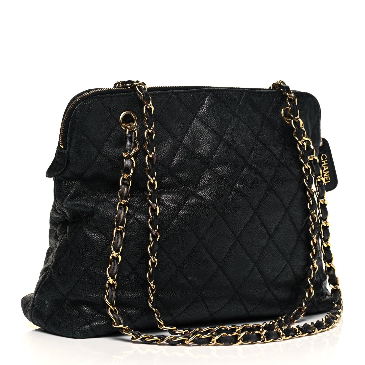 Caviar Quilted Flap Shoulder Bag Black