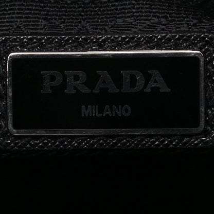 Prada Tessuto Nylon Saffiano Pocket Zippered Shoulder Bag Black 5 of 9