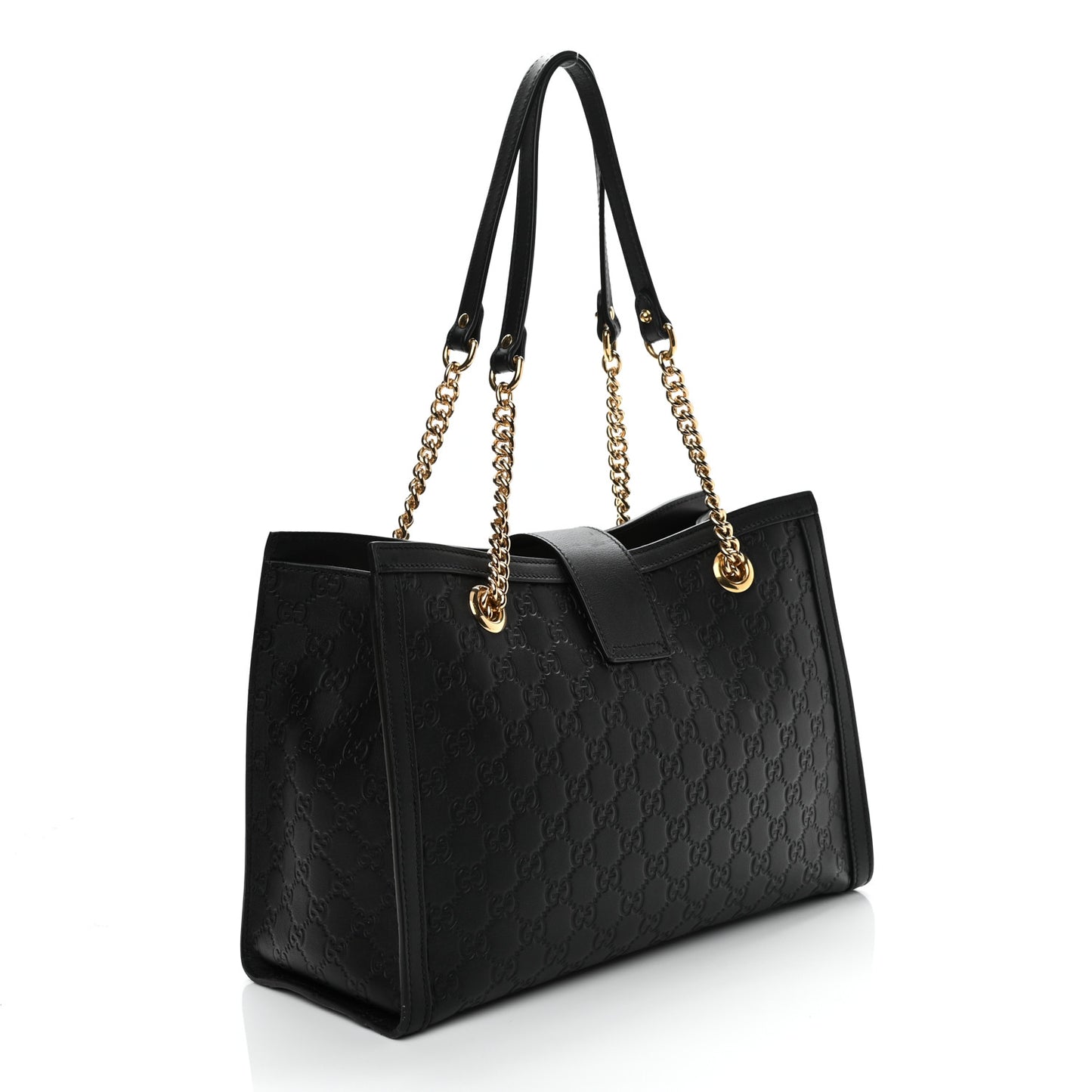 Guccissima Medium Padlock Tote Black