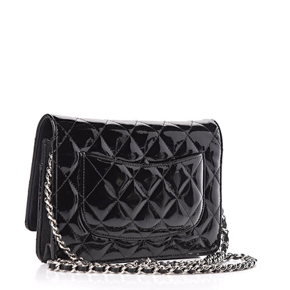 Chanel Patent Quilted Wallet On Chain WOC Black 3 of 12