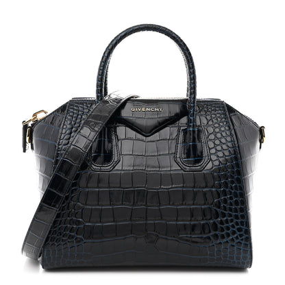 Givenchy Calfskin Crocodile Embossed Small Antigona Navy 1 of 10