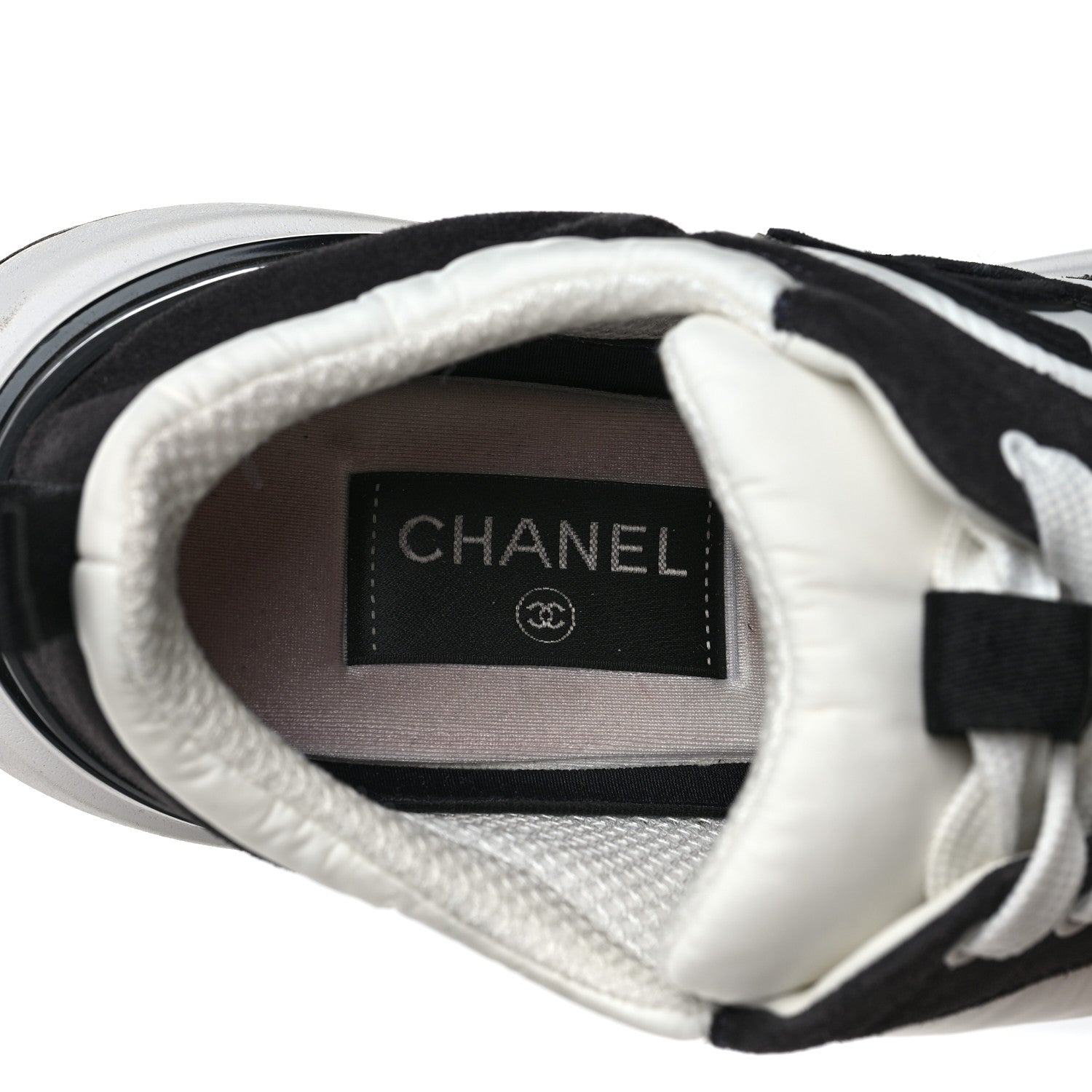 Chanel Nylon Suede Calfskin CC Sneakers 41 White Dark Grey 8 of 10