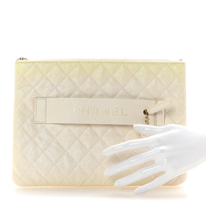 Chanel Iridescent Caviar Medium Night by the C Pouch Clutch White 2 of 8