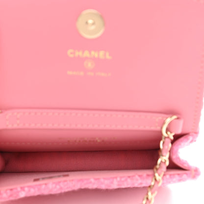 Chanel Tweed Quilted Flap Chain Waist Bag Pink 5 of 12