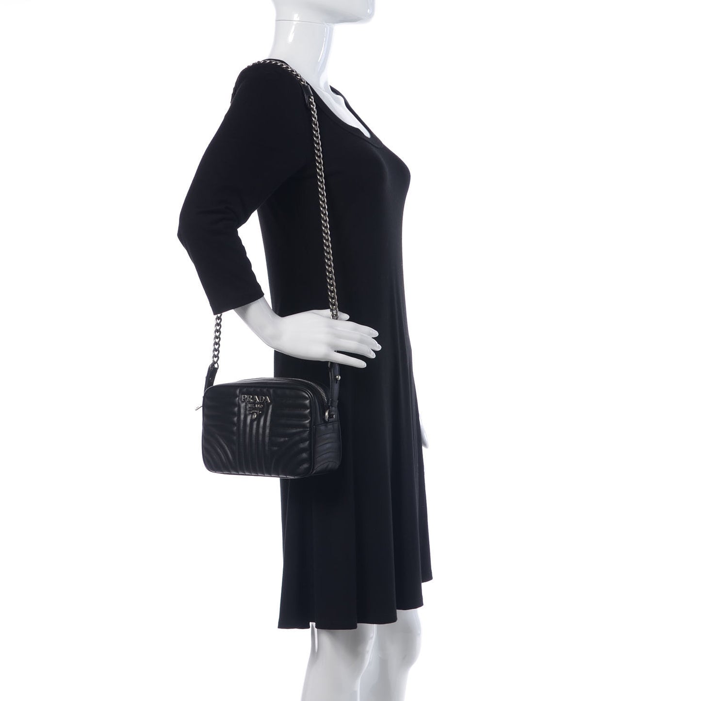 Soft Calfskin Diagramme Crossbody Bag Black